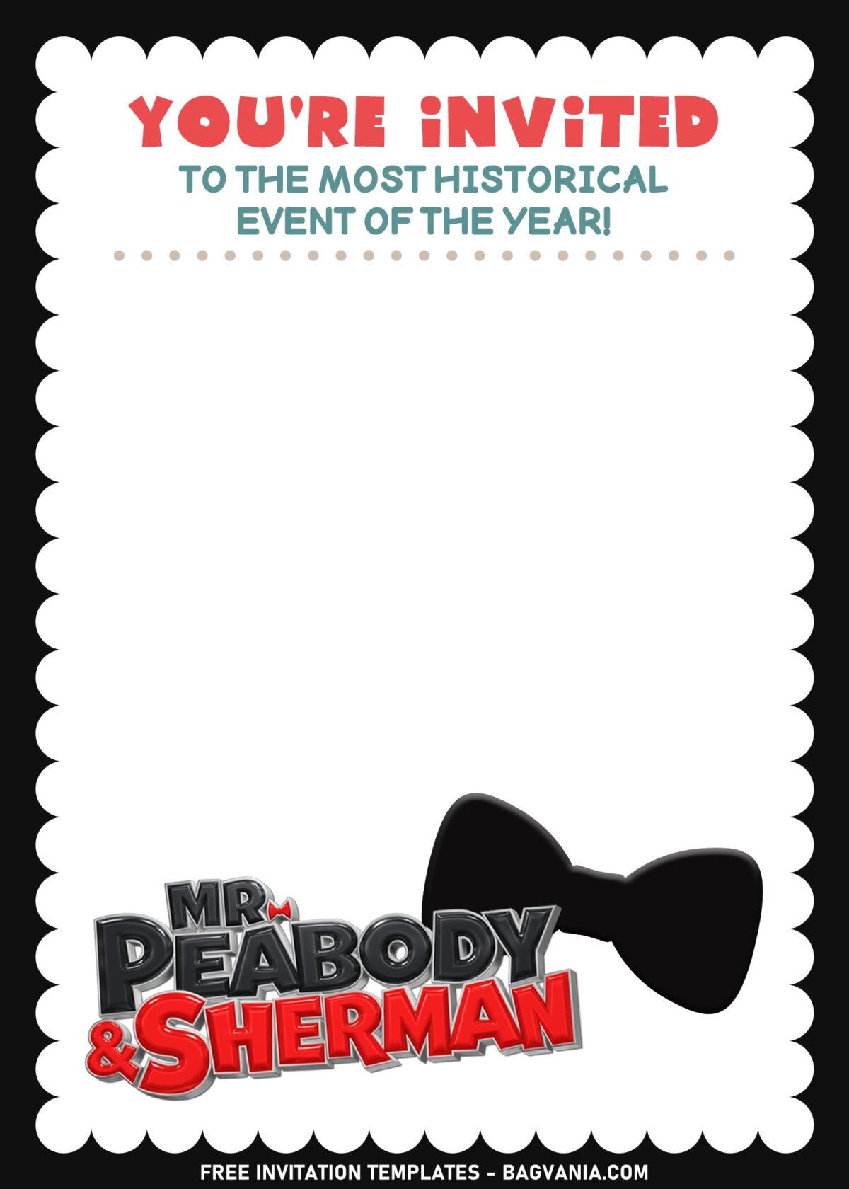 7+ Basic Cute Mr. Peabody & Sherman Birthday Invitation Templates with Black and White background