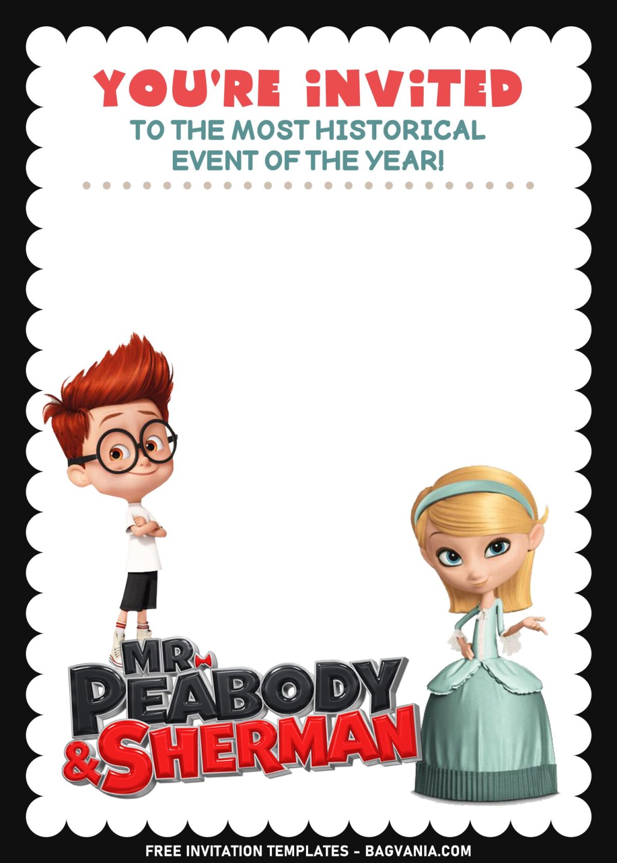 7+ Basic Cute Mr. Peabody & Sherman Birthday Invitation Templates with Penny Peterson