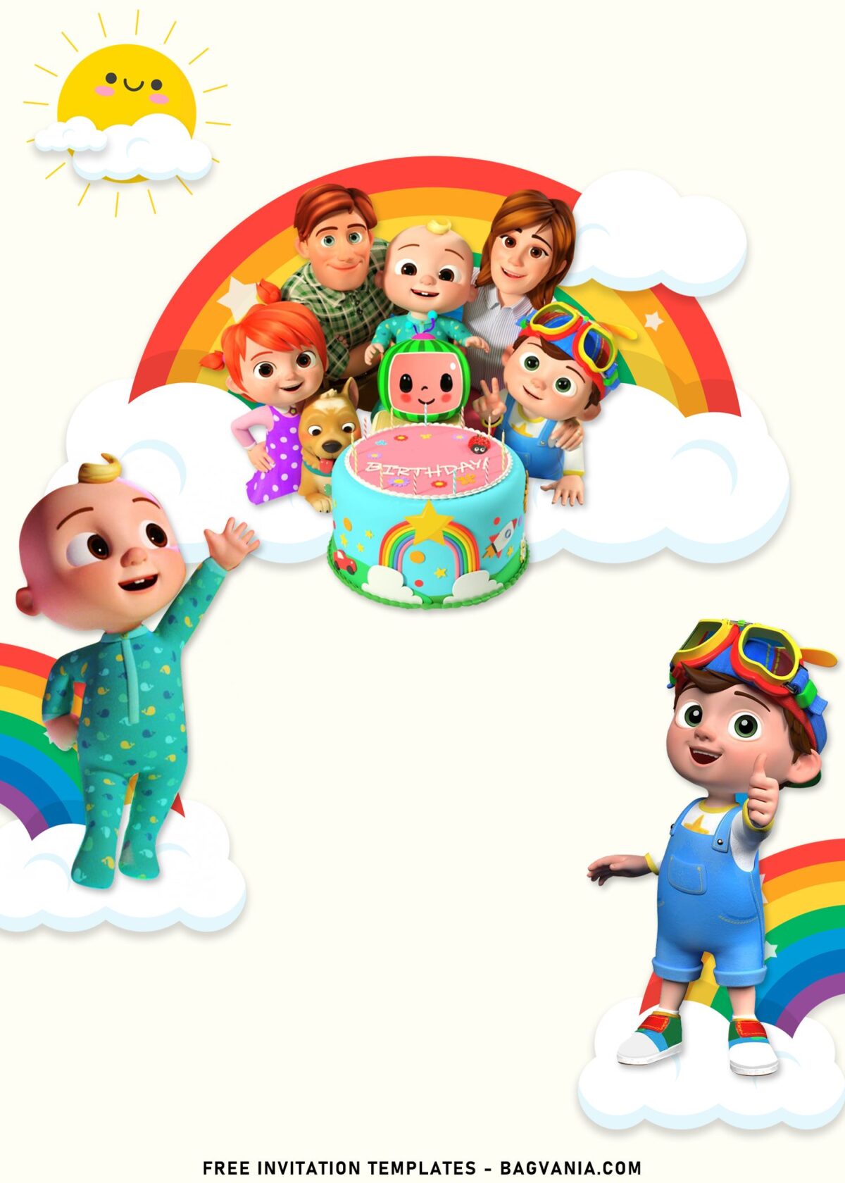 7+ Rainbow Baby Cocomelon Birthday Invitation Templates with JJ