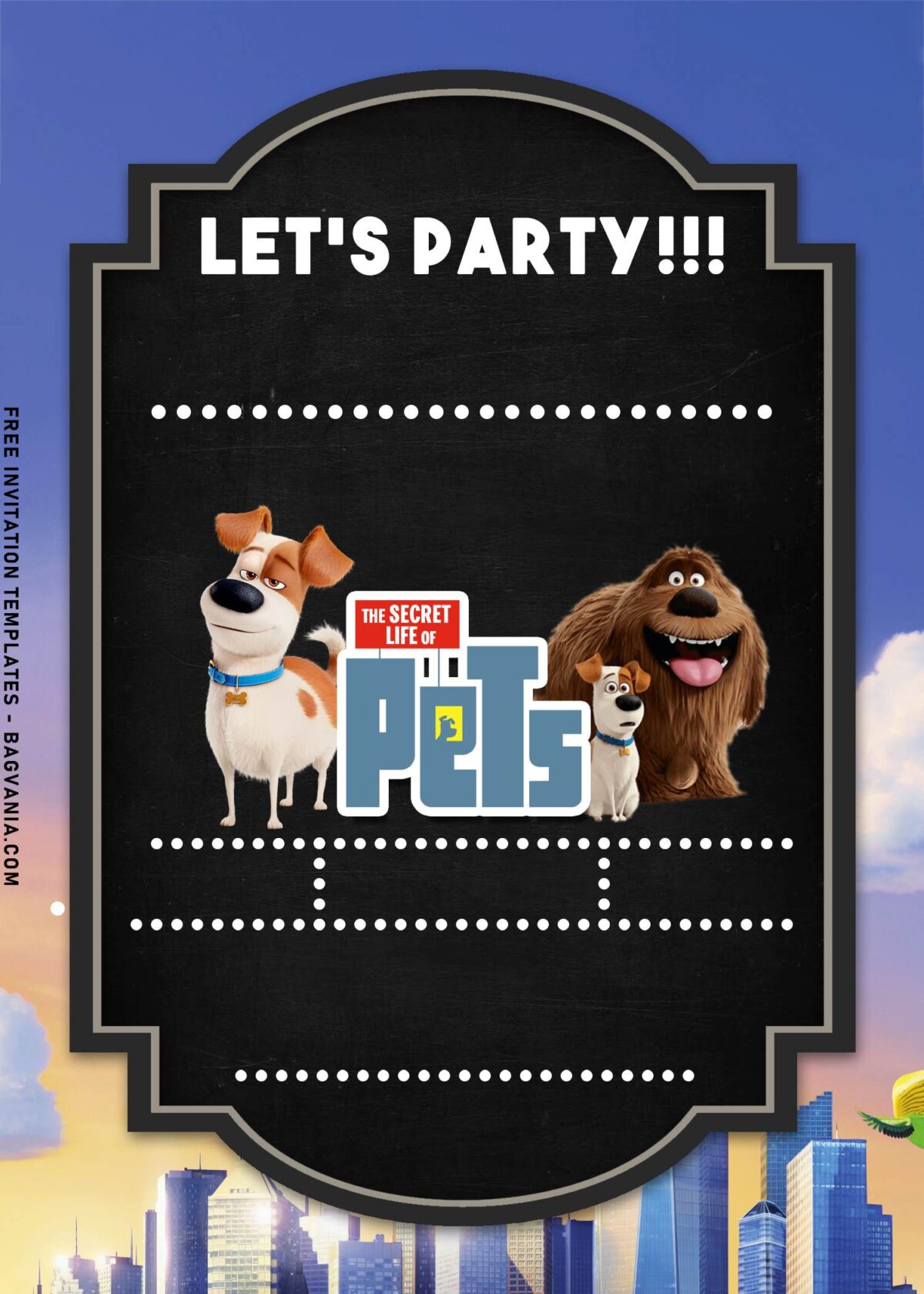 8+ Fluffy Friends Secret Life Of Pets Birthday Invitation Templates with cute Max