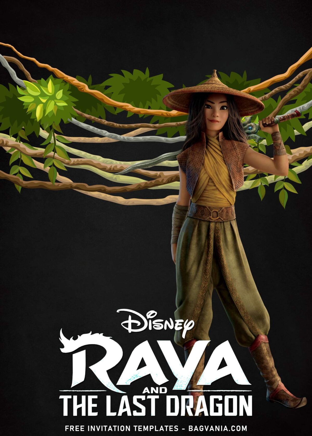 8+ Summer Best Disney Raya Birthday Invitation Templates with Raya in Sampot outfit