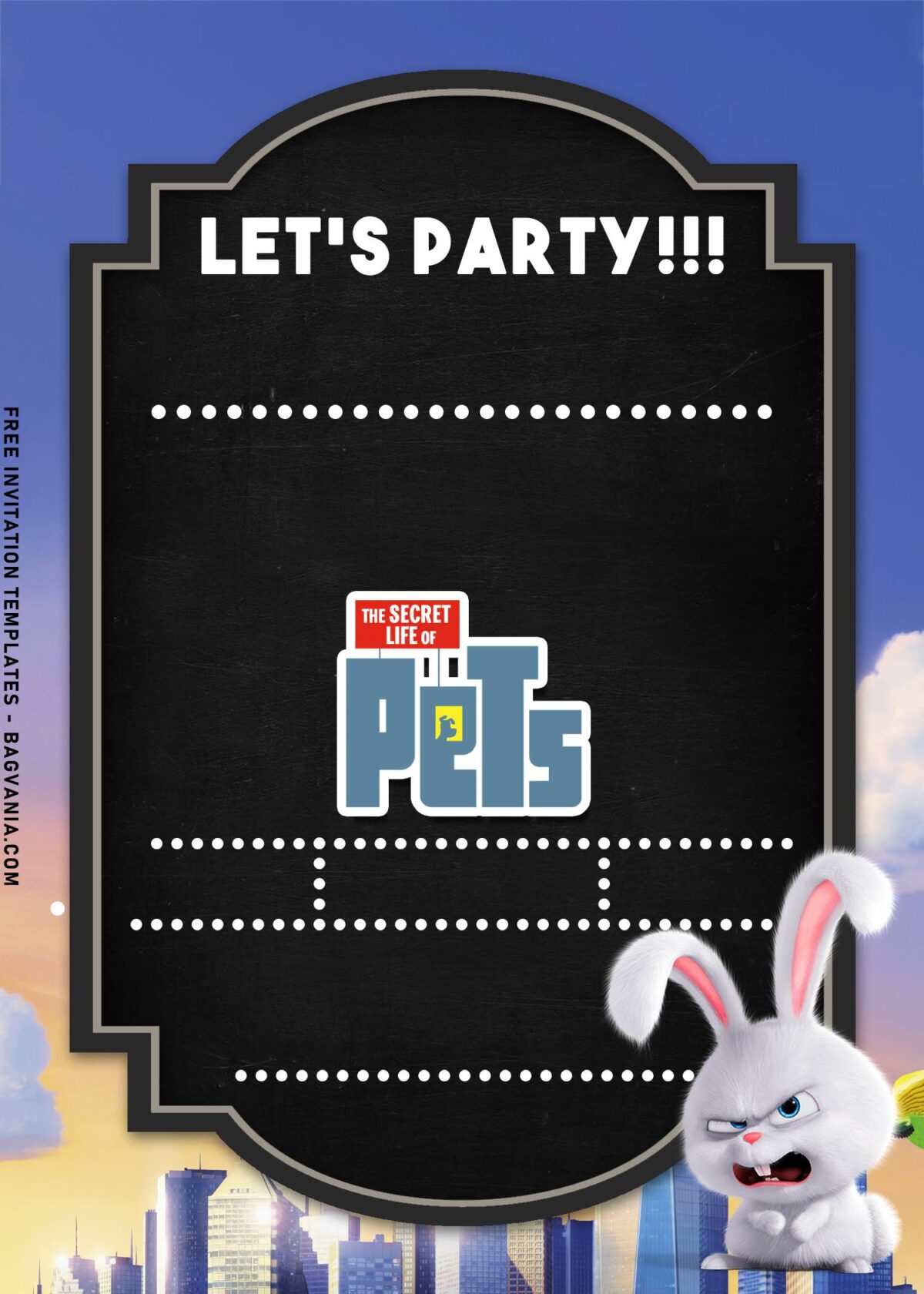 8+ Fluffy Friends Secret Life Of Pets Birthday Invitation Templates with cute Snowball