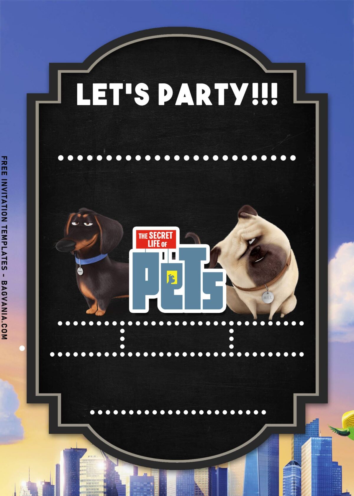 8+ Fluffy Friends Secret Life Of Pets Birthday Invitation Templates with cute Mel
