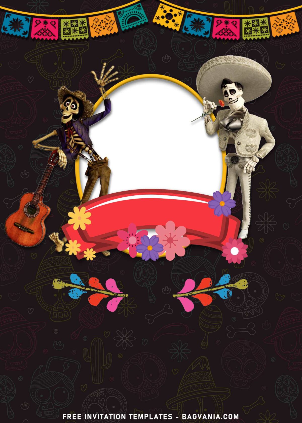 11+ Lively Mexican Fiesta Disney Coco Birthday Invitation Templates with Hector and Ernesto de la Cruz