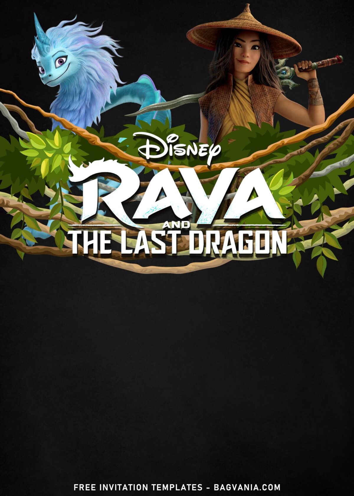8+ Summer Best Disney Raya Birthday Invitation Templates with Sisu the last dragon