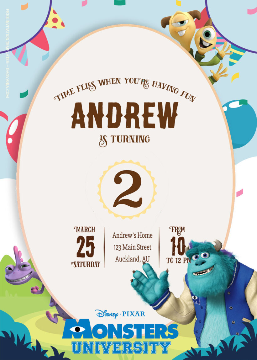 8+ Study And Playing Monster University Birthday Invitation Templates Title