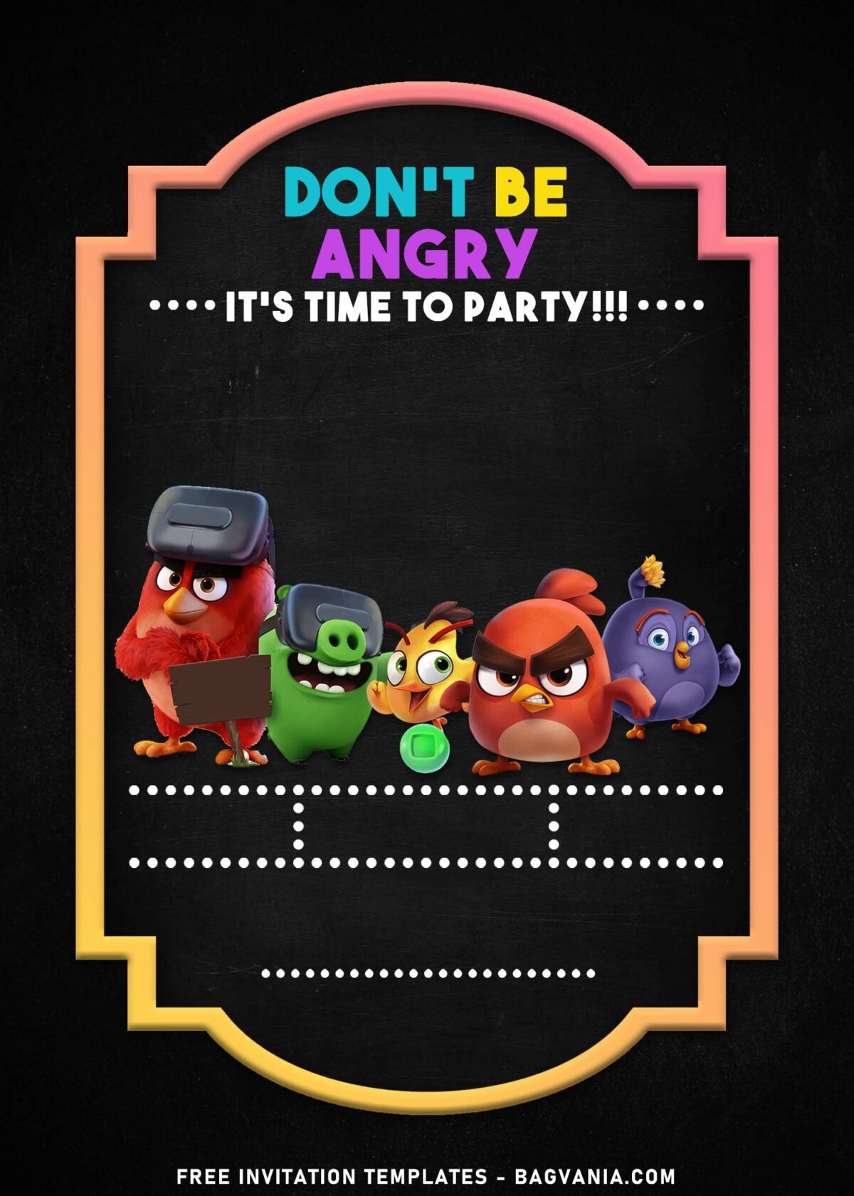 9+ Angry Birds Chalkboard Birthday Invitation Templates with Angry World characters