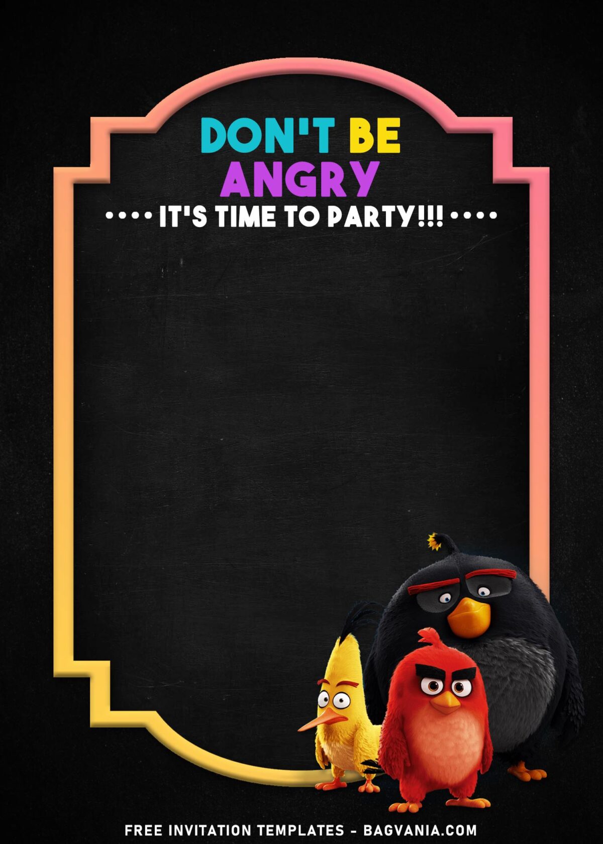 9+ Angry Birds Chalkboard Birthday Invitation Templates with Chuck and Bomb