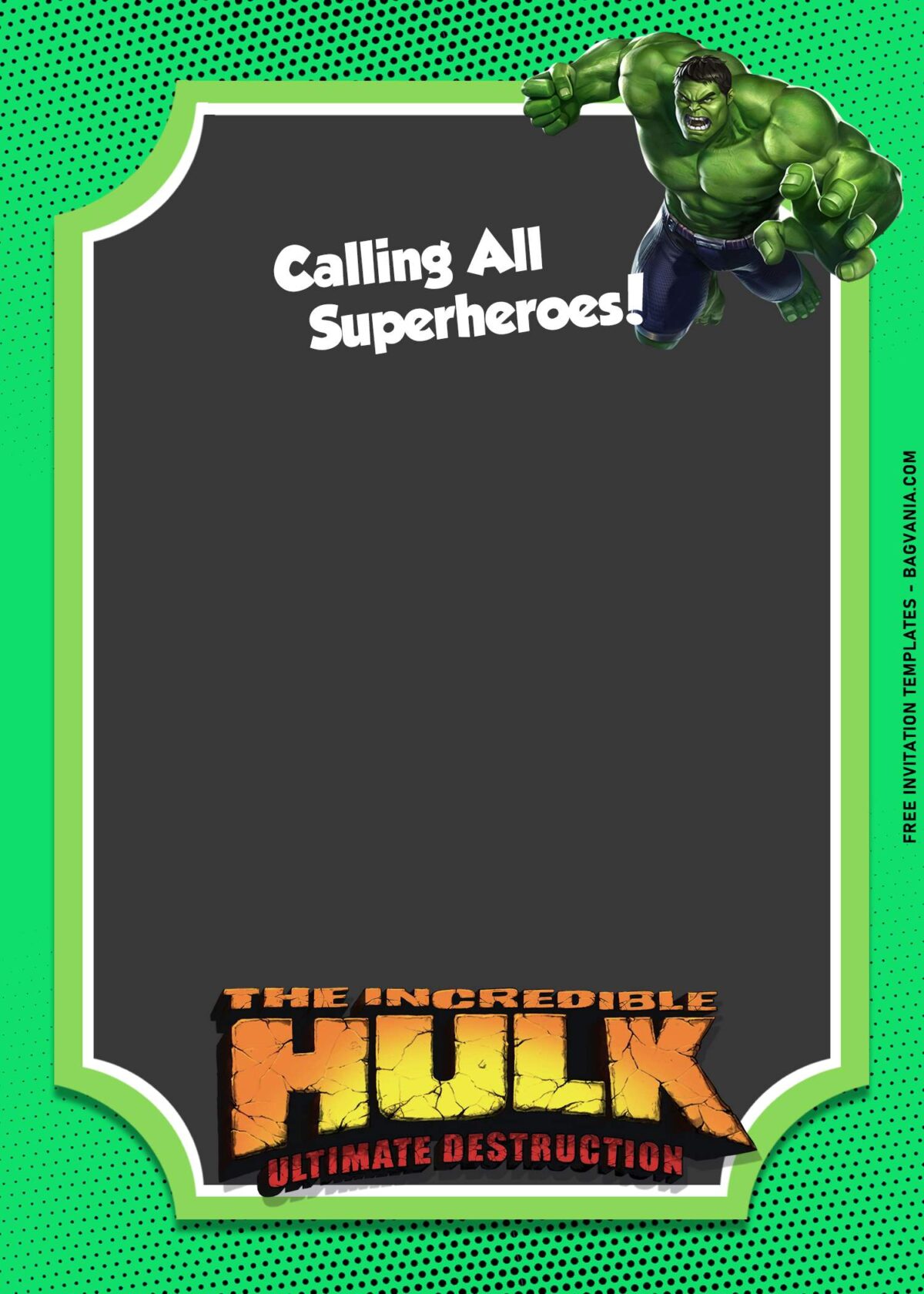 9+ Incredible Hulk Smash Birthday Invitation Templates with Flying Hulk