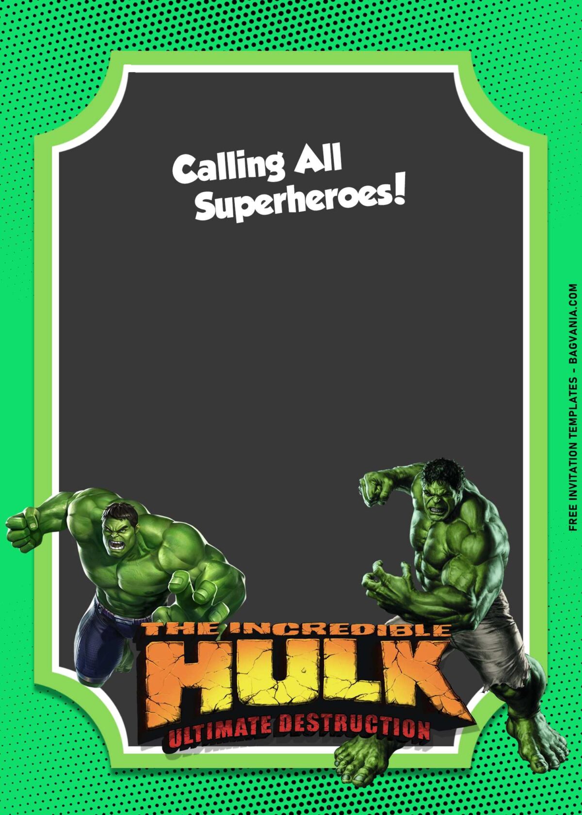9+ Incredible Hulk Smash Birthday Invitation Templates with Mad Hulk