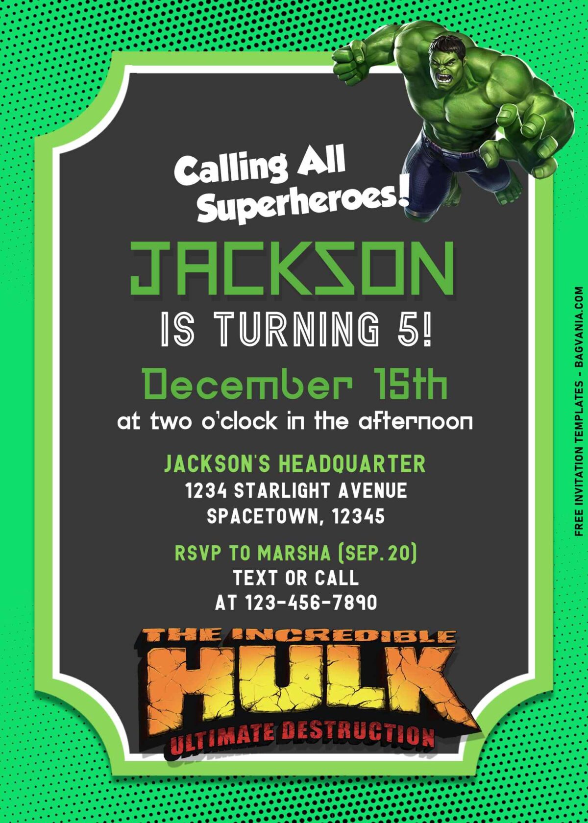 9+ Incredible Hulk Smash Birthday Invitation Templates