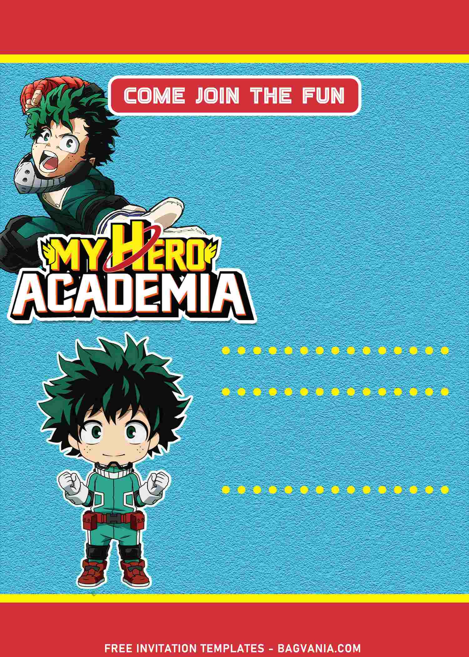 9+ Cool My Hero Academia Birthday Invitation For Anime Fans | FREE  Printable Birthday Invitation Templates - Bagvania
