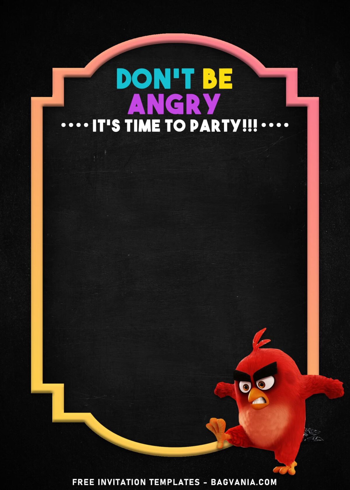 9+ Angry Birds Chalkboard Birthday Invitation Templates with Red