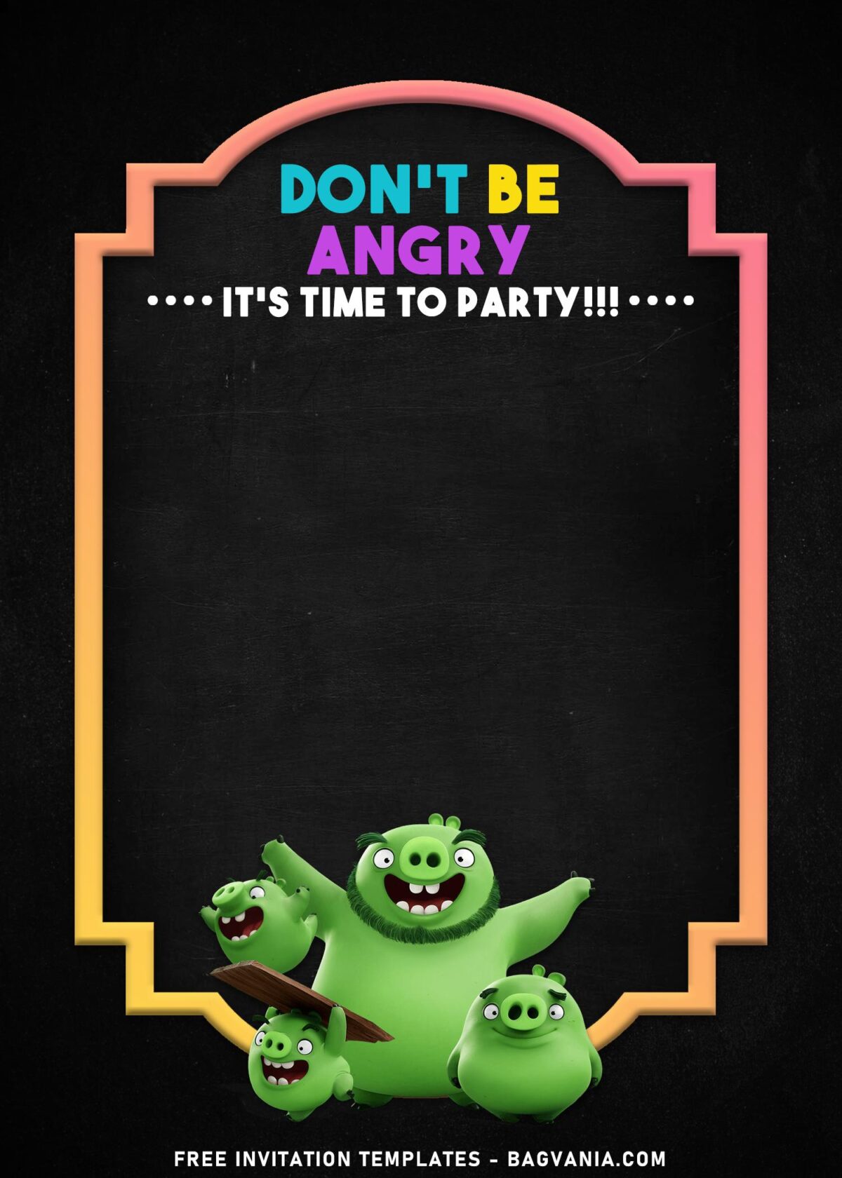 9+ Angry Birds Chalkboard Birthday Invitation Templates with bad piggies