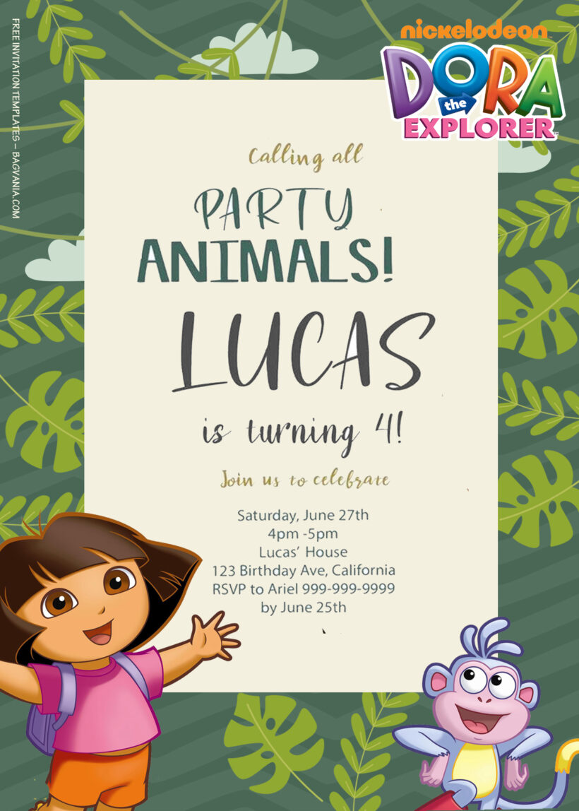 9+ Dora The Explorer Jungle Adventure Birthday Invitation Templates Title