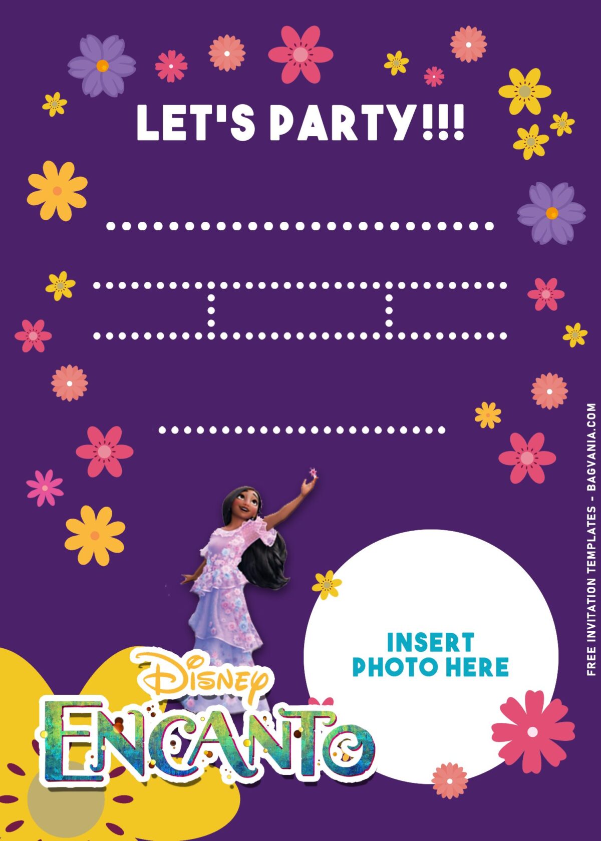 9+ Cherised Disney Encanto Birthday Invitation Templates With Florals and cute Isabella