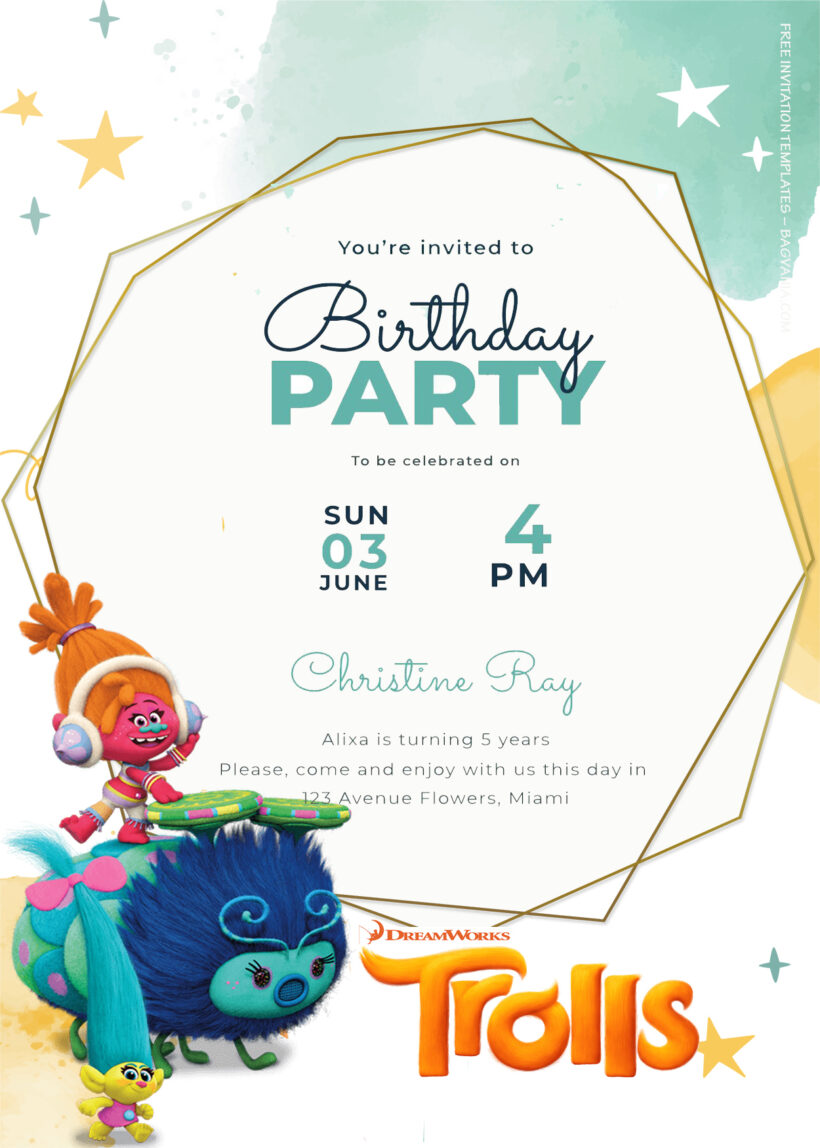 9+ We Party Like The Trolls Birthday Invitation Templates Title