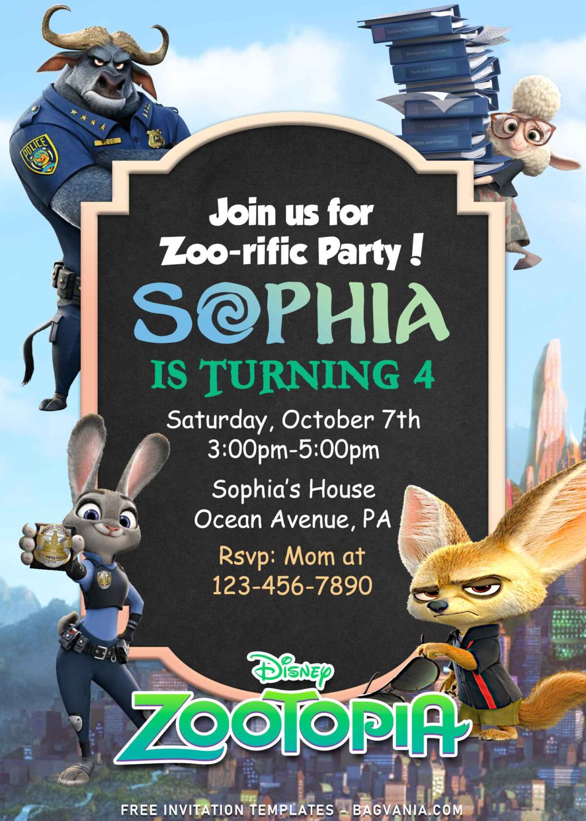 9+ Personalized Zootopia Kids Birthday Invitation Templates