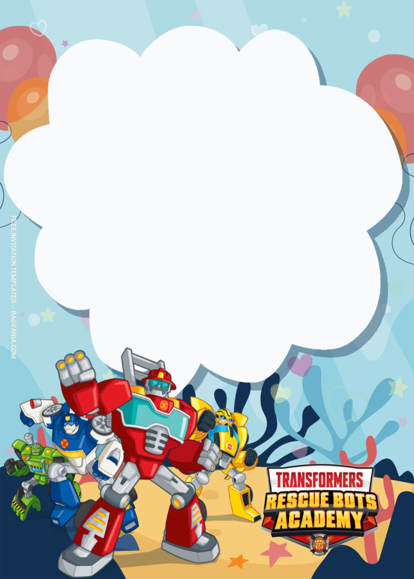 10+ Transformer Rescue Bots Academy Roll Out Birthday Invitation Templates Three