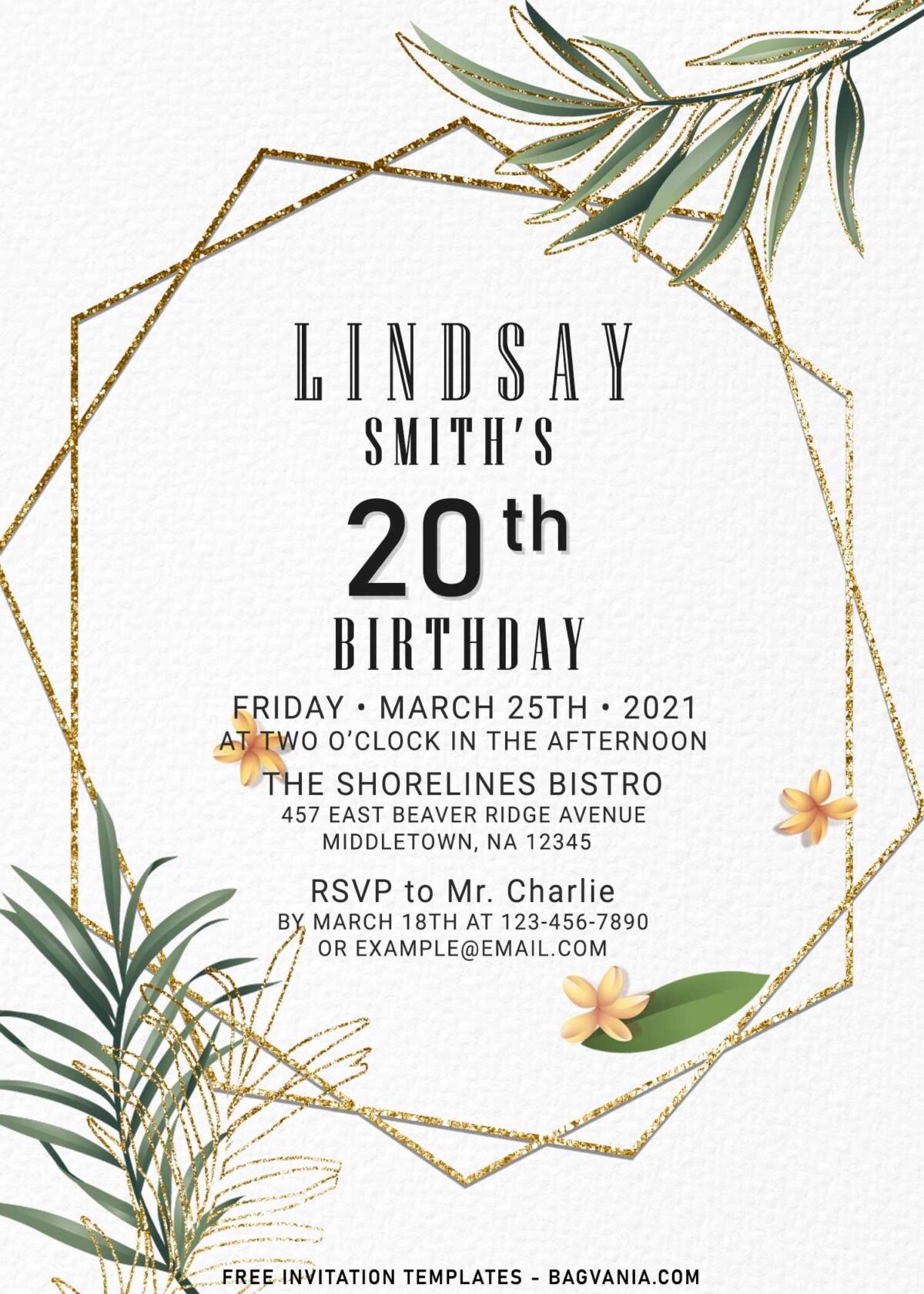 11+ Botanical Greenery With Gold Leaves Birthday Invitation Templates