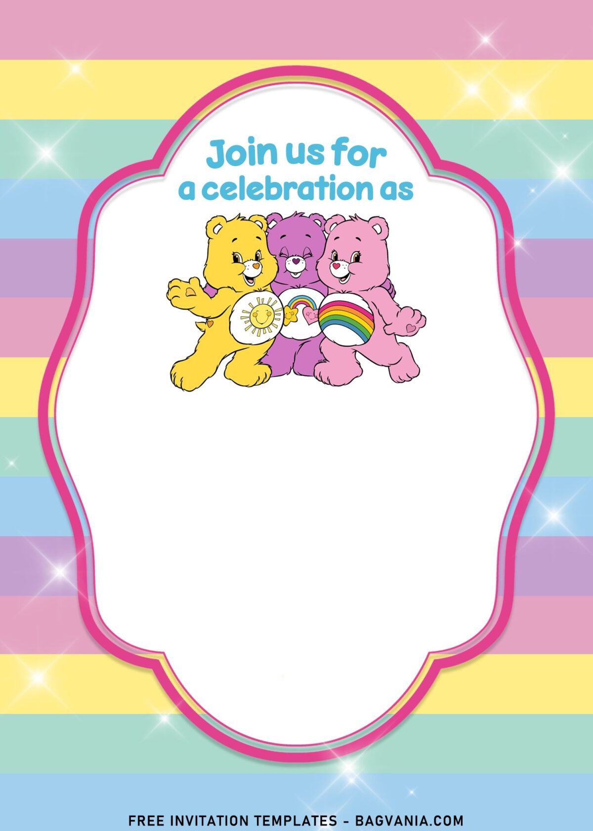 7+ Rainbow Pastel Care Bears Birthday Invitation Templates with Good Luck Bear
