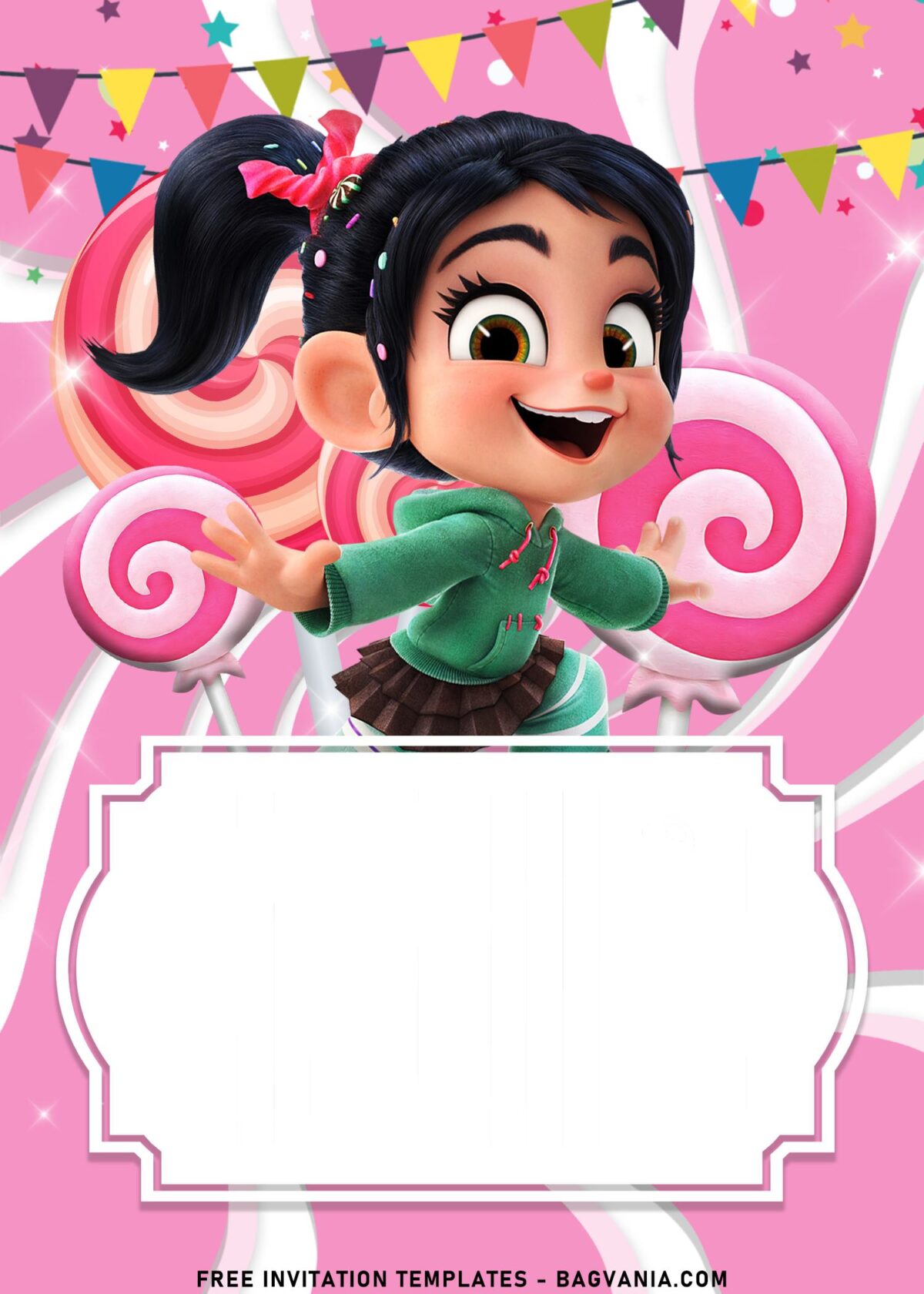9+ Girly Vanellope Birthday Invitation Templates Great For All Ages with Big Eyed Vanellope