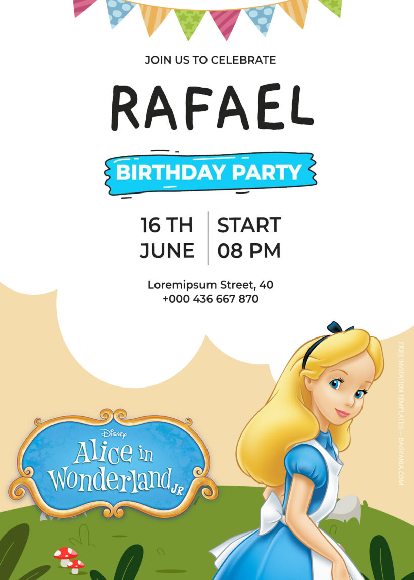 7+ Alice In The Wonderland Adventure Birthday Invitation Templates Title