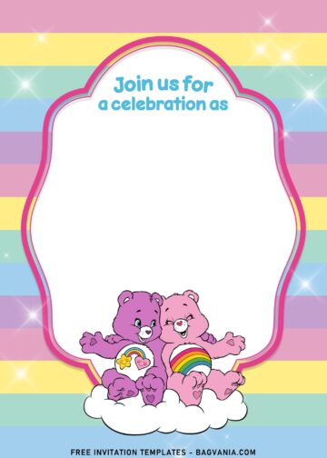 7+ Rainbow Pastel Care Bears Birthday Invitation Templates | FREE ...