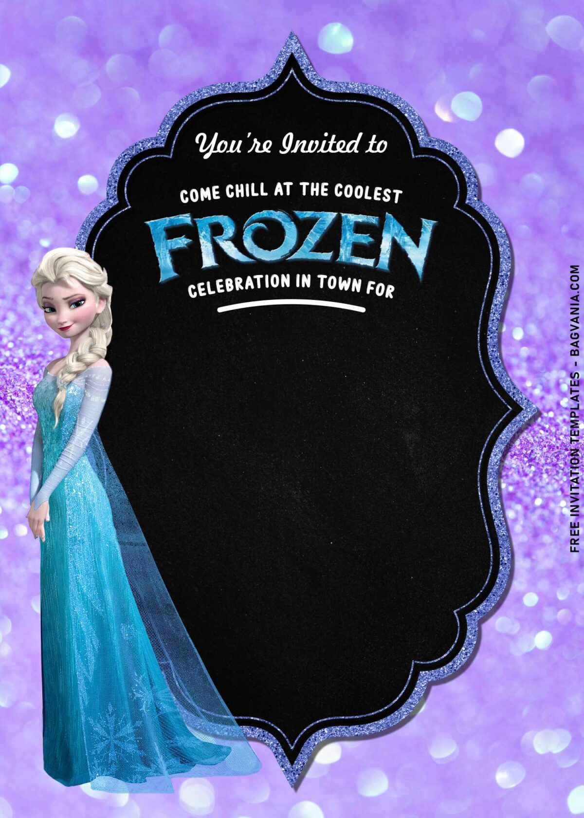7+ Glimmering Frozen Kids Birthday Invitation Templates For All Ages with Elsa in stunning princess dress