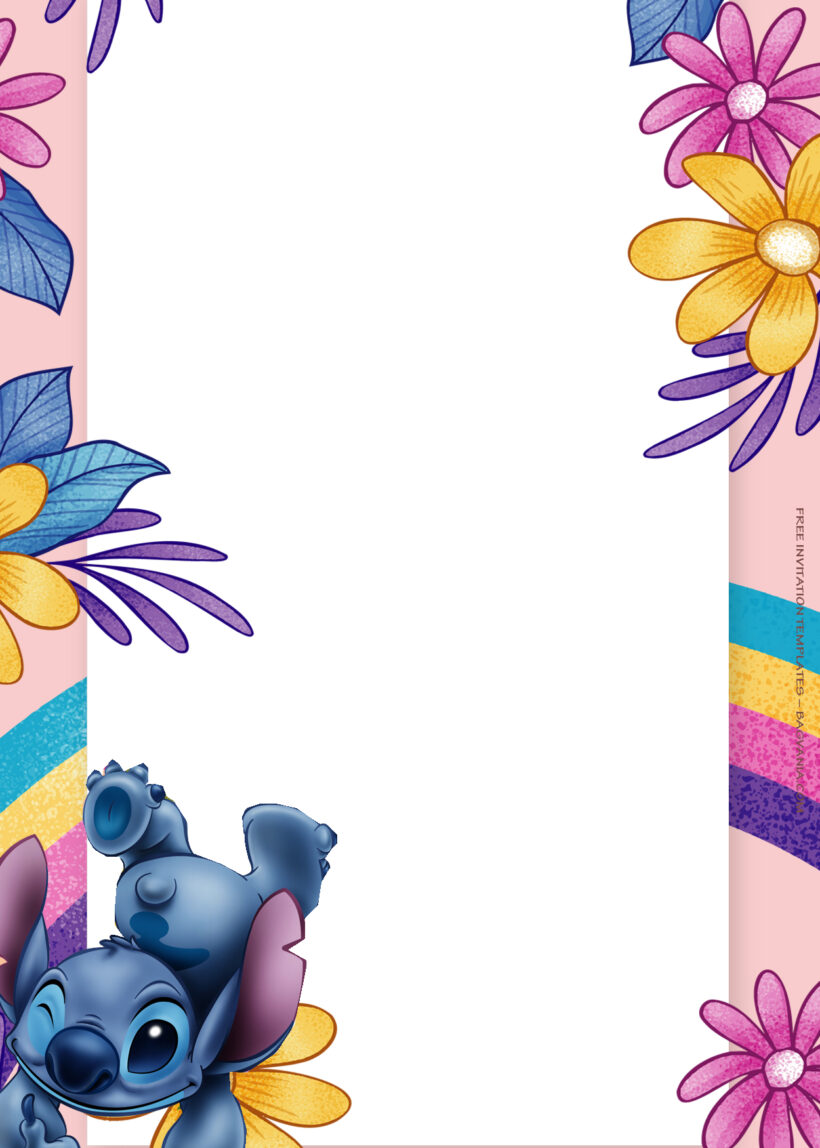 7+ Lilo And Stitch Floral Splash Birthday Invitation Templates Four