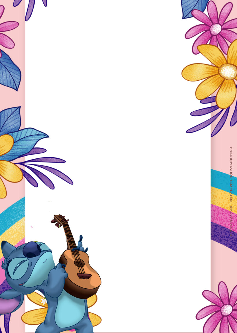 7+ Lilo And Stitch Floral Splash Birthday Invitation Templates One