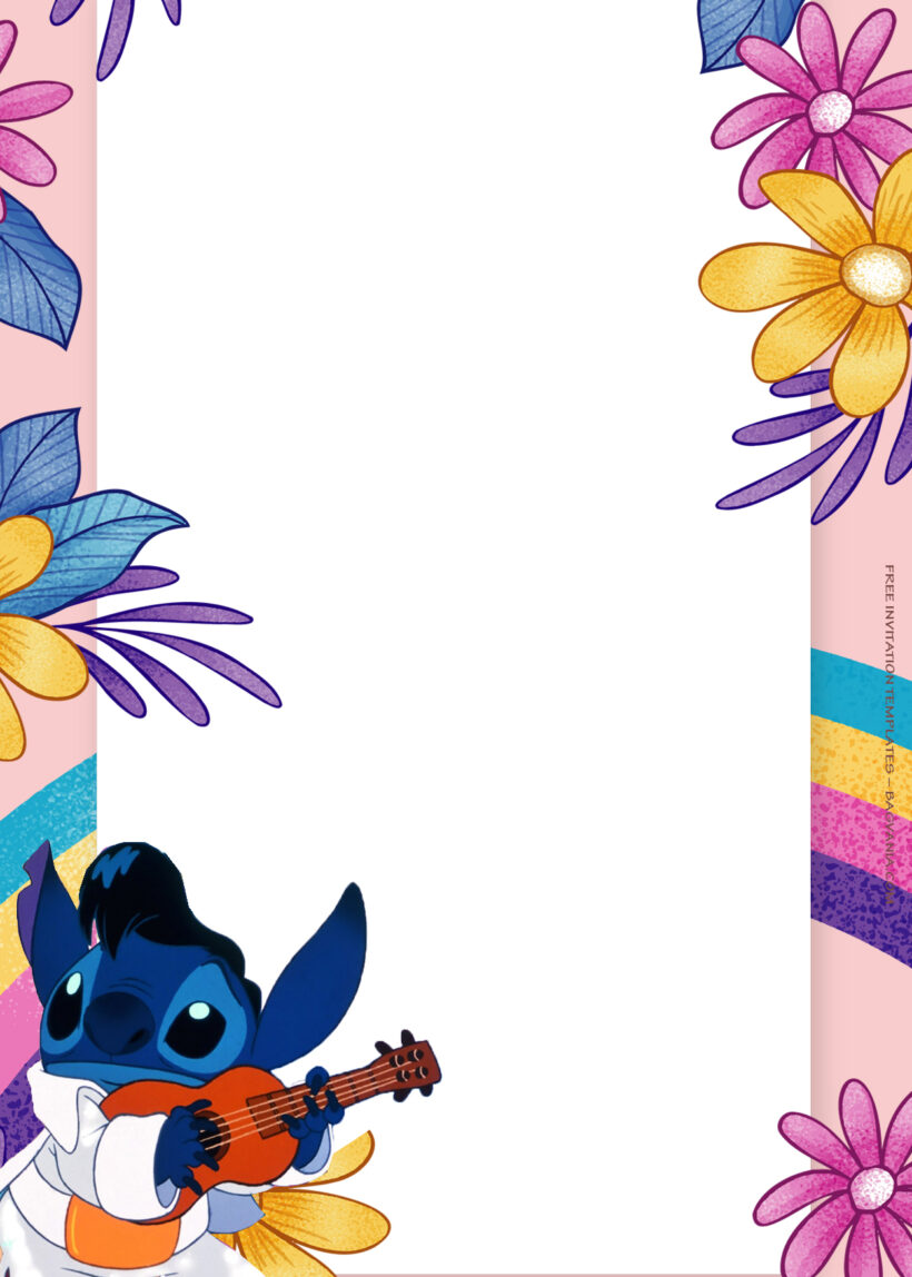 7+ Lilo And Stitch Floral Splash Birthday Invitation Templates Three
