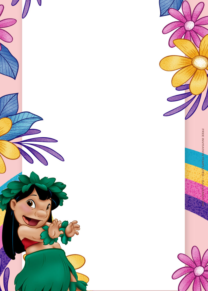 7+ Lilo And Stitch Floral Splash Birthday Invitation Templates Two