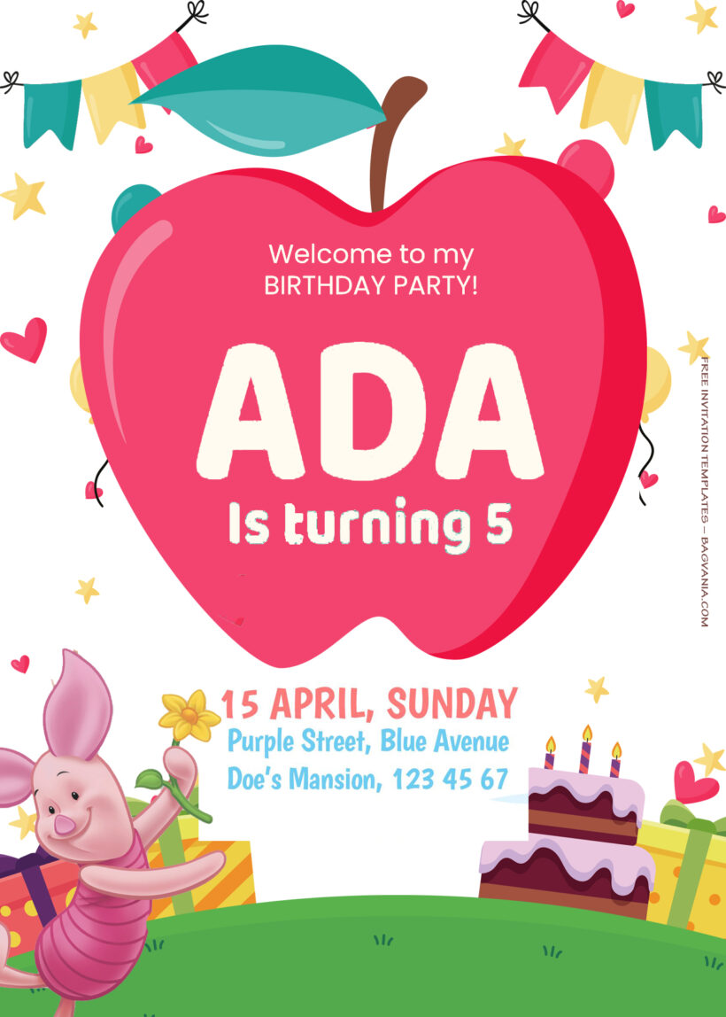 7+ Piglet And Friends To The Party Birthday Invitation Templates Title