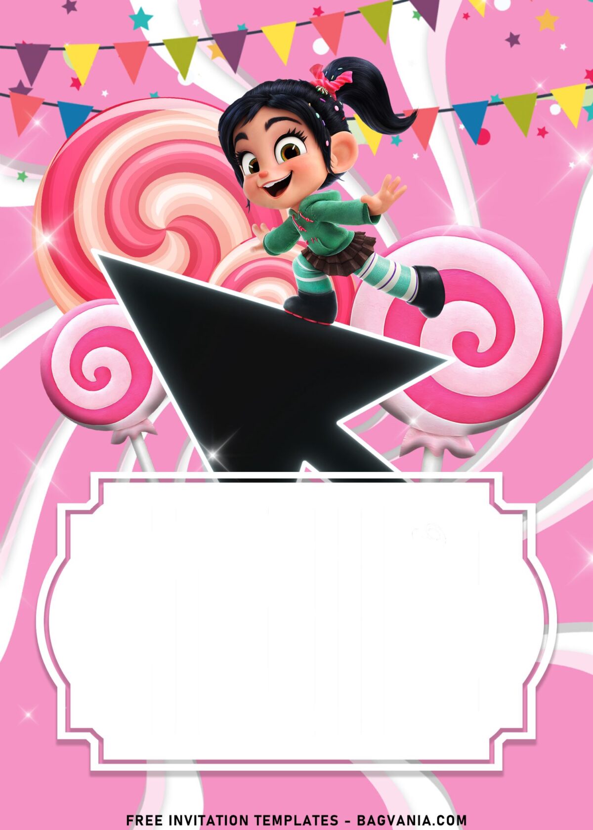 9+ Girly Vanellope Birthday Invitation Templates Great For All Ages with Vanellope from Ralph Break The Internet