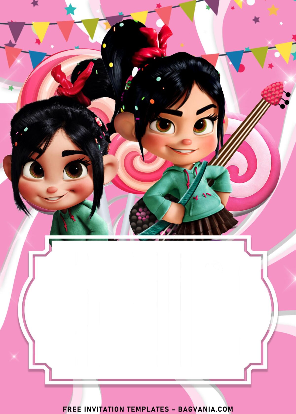 9+ Girly Vanellope Birthday Invitation Templates Great For All Ages with sweet candy