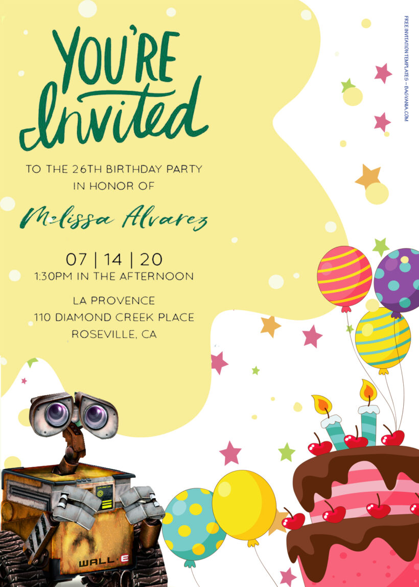 7+ Wall E Robotic Cheer Party Birthday Invitation Templates Title