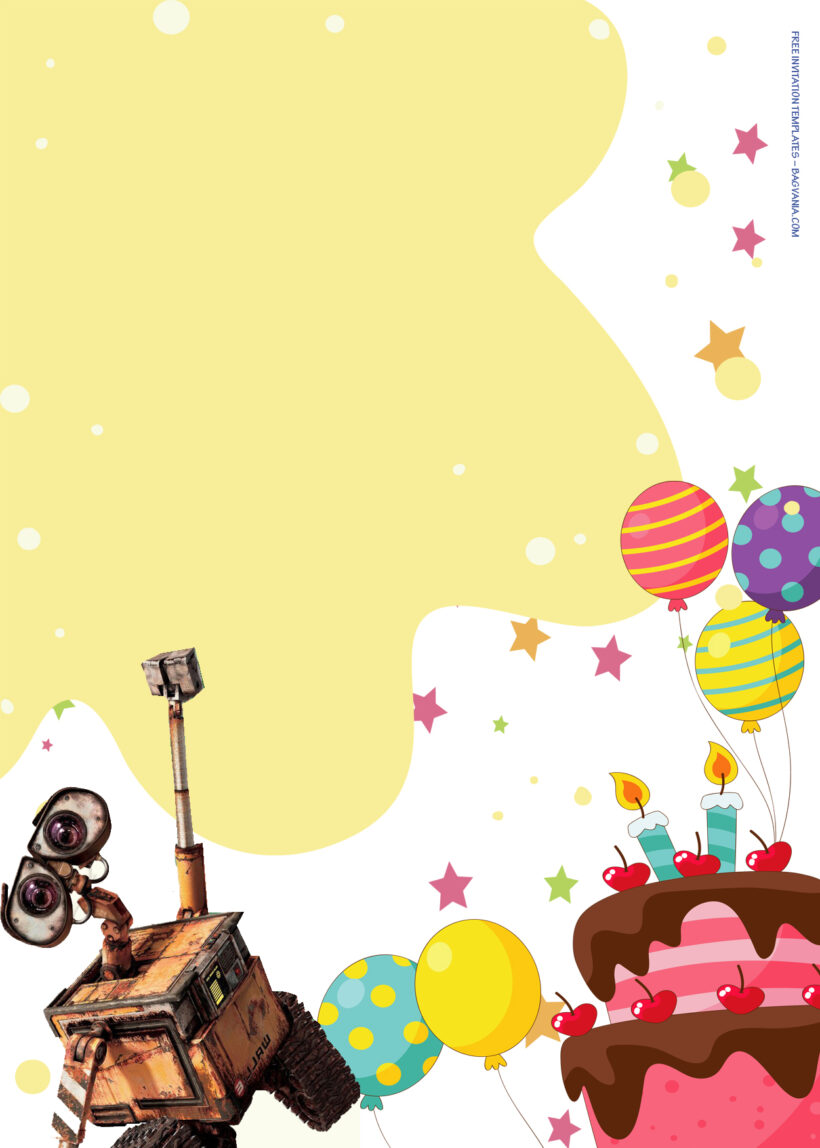 7+ Wall E Robotic Cheer Party Birthday Invitation Templates Two