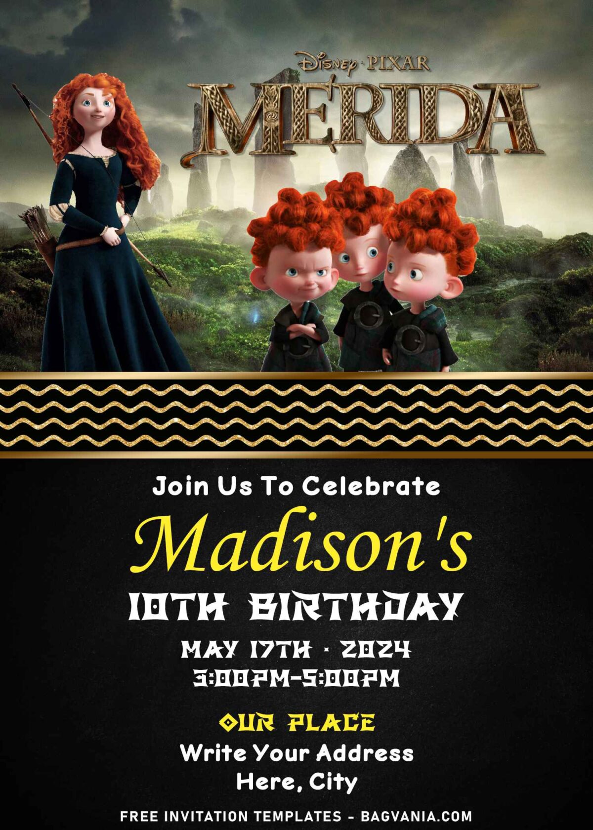 8+ Personalized Disney Brave Merida Birthday Invitation Templates