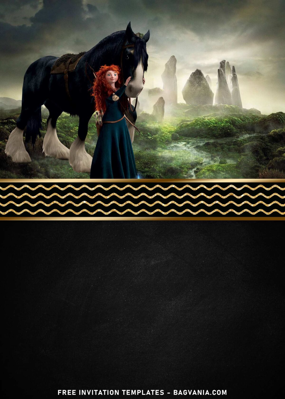 8+ Personalized Disney Brave Merida Birthday Invitation Templates with Merida's Horse, Angus