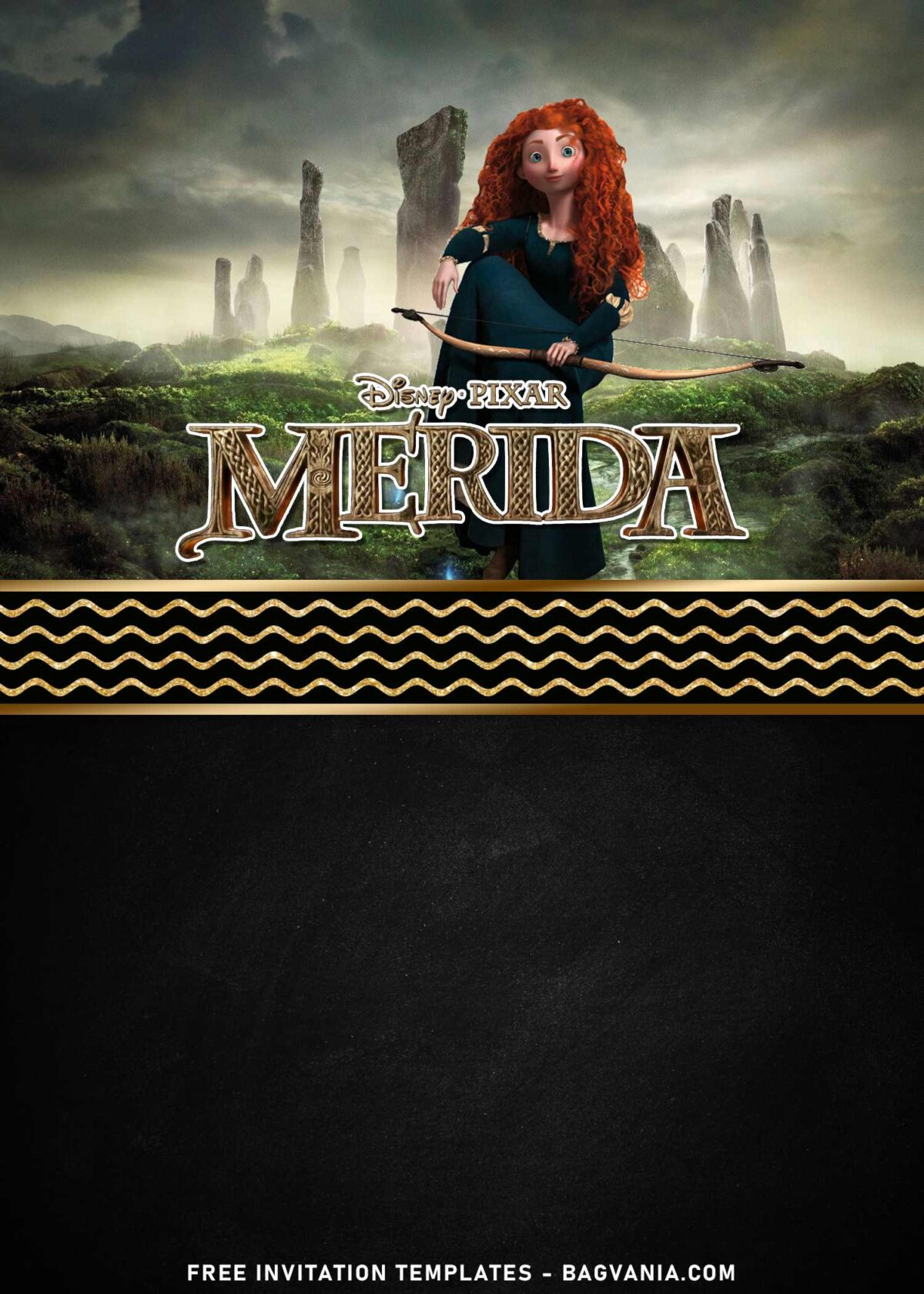 8+ Personalized Disney Brave Merida Birthday Invitation Templates with Chalkboard background design