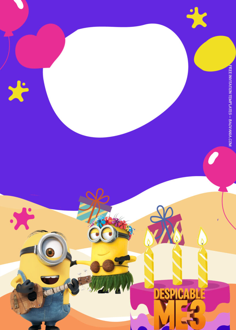 8+ Despicable Me 3 Play With Us Birthday Invitation Templates Four