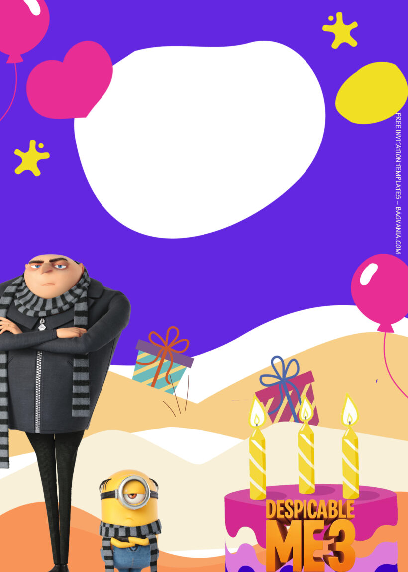 8+ Despicable Me 3 Play With Us Birthday Invitation Templates Six