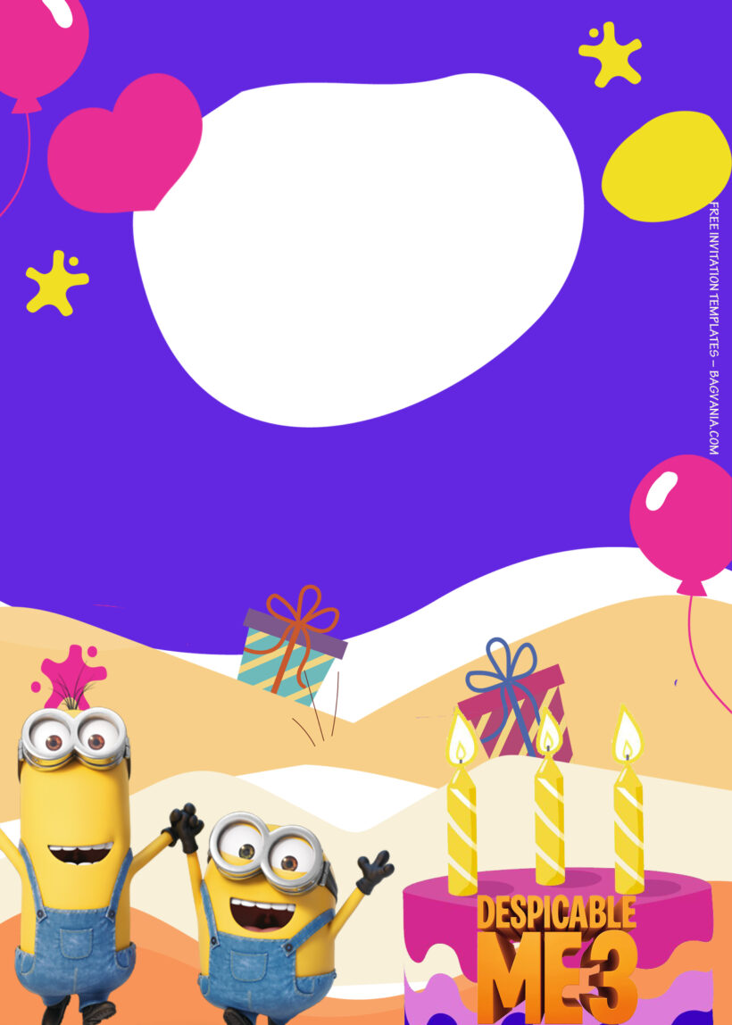 8+ Despicable Me 3 Play With Us Birthday Invitation Templates THree