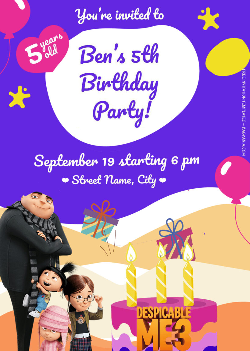 8+ Despicable Me 3 Play With Us Birthday Invitation Templates Title