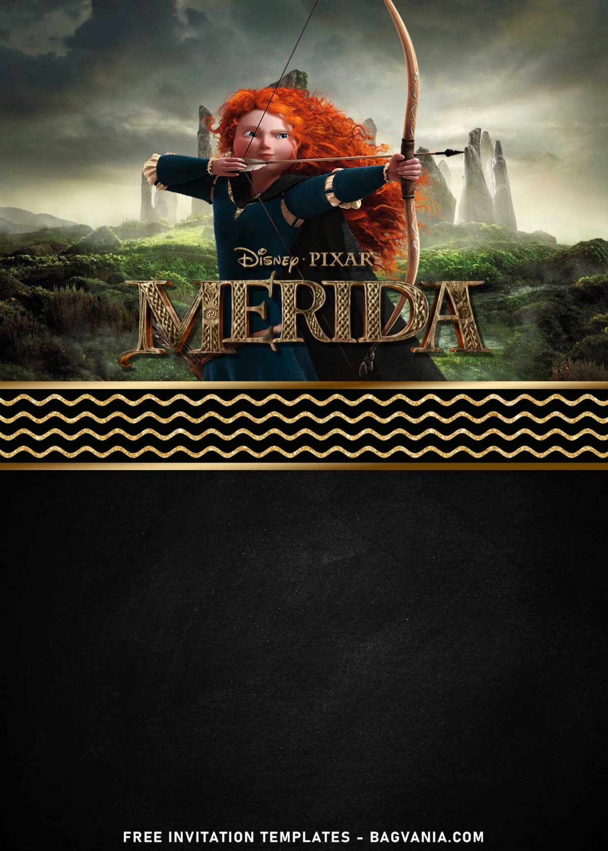 8+ Personalized Disney Brave Merida Birthday Invitation Templates with Merida is pulling her bow