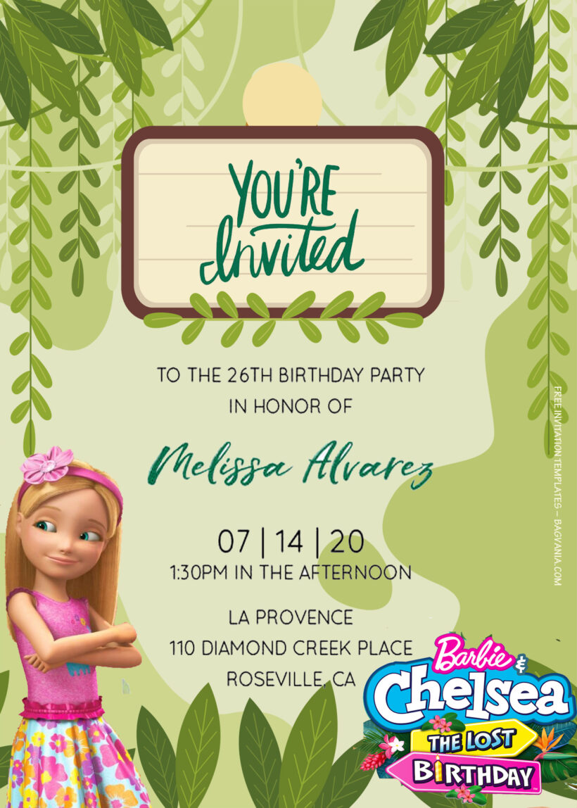 9+ Chelsea And Barbie And The Lost Party Birthday Invitation Templates Title
