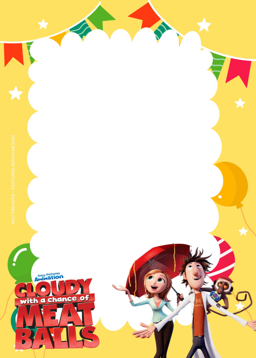 9+ Cloudy With The Chance Of Meatballs Bash Birthday Invitation Templates One