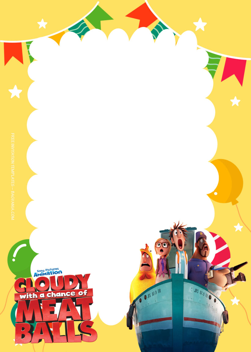 9+ Cloudy With The Chance Of Meatballs Bash Birthday Invitation Templates Seven