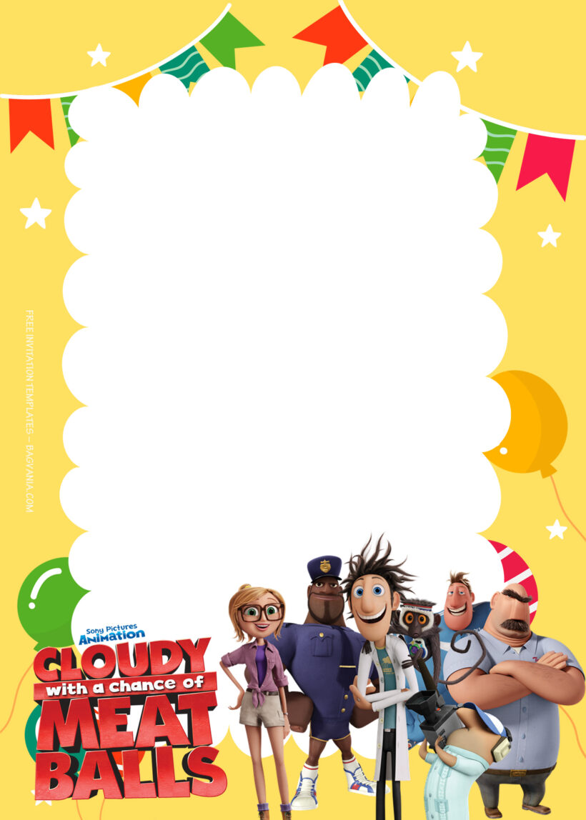 9+ Cloudy With The Chance Of Meatballs Bash Birthday Invitation Templates Six